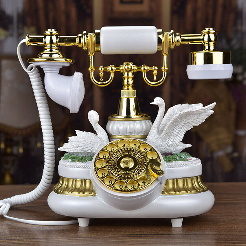New Antique Style Telephone Vintage Corded White Telephone Classic European