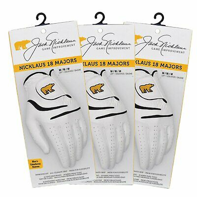 Jack Nicklaus 18 Majors Men's Golf Gloves - White - 3-pack - Pick Size