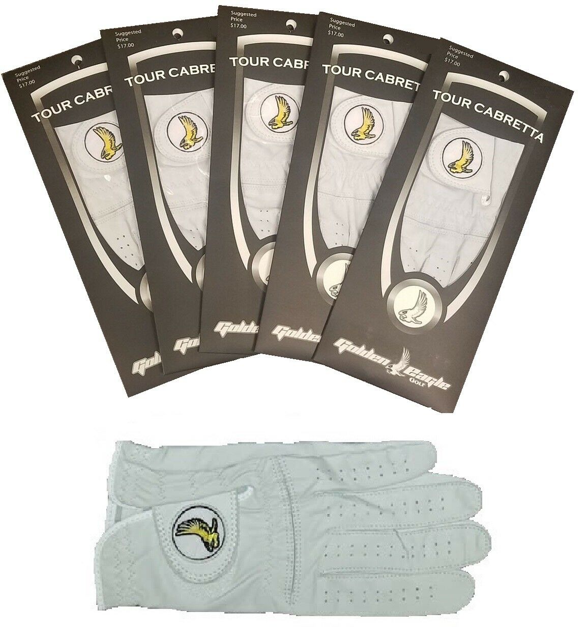 Golf Glove 5 Pack Genuine 100% Cabretta Leather Golden Eagle Free Fast Shipping