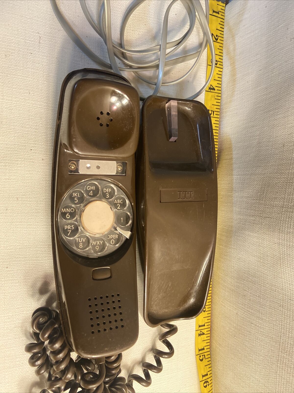 Vintage Brown Rotary Desk Phone Telephone Itt Slim Trimline