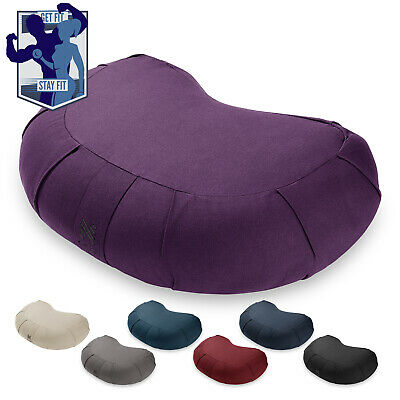 17" Crescent Organic Cotton Buckwheat Hull Meditation Cushion Pillow