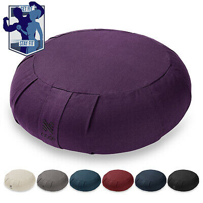 15" Round Organic Cotton Buckwheat Hull Zafu Meditation Cushion Pillow