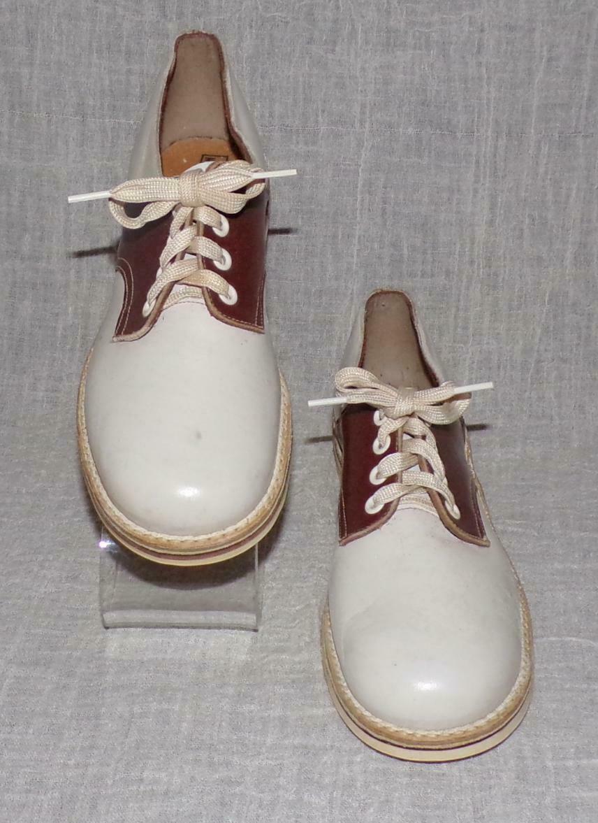 Vtg 50s 60s Rockabilly Peterman Brown Saddle Sock Hop Dance Girls Shoes 2 1/2 M