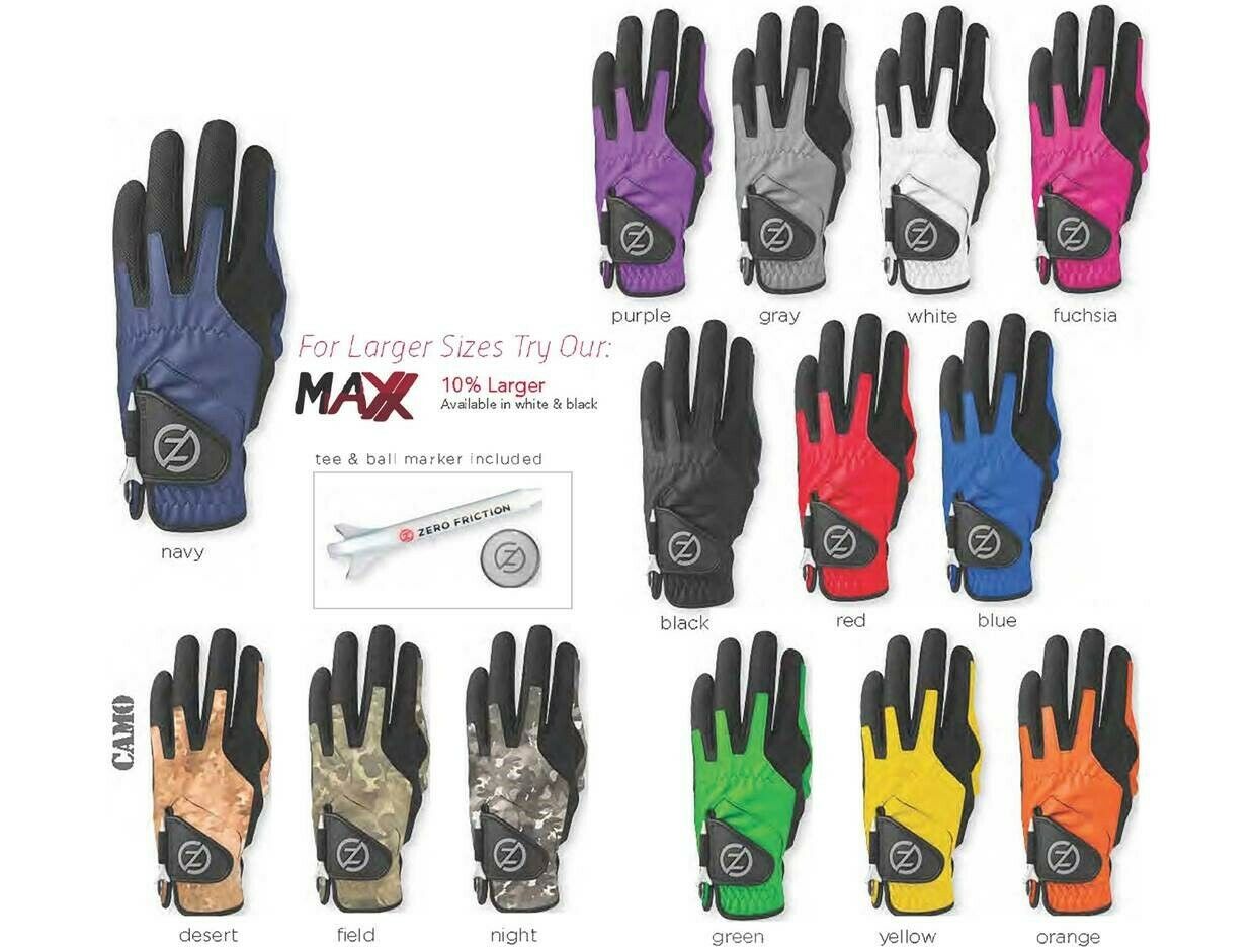 Men's Zero Friction Compression Golf Glove-one Size Fits All-14 Colors Lh & Rh