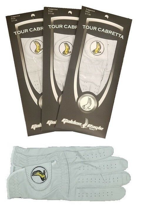 Golf Glove 3 Pack Genuine 100% Cabretta Leather Golden Eagle Golf Free Fast Ship