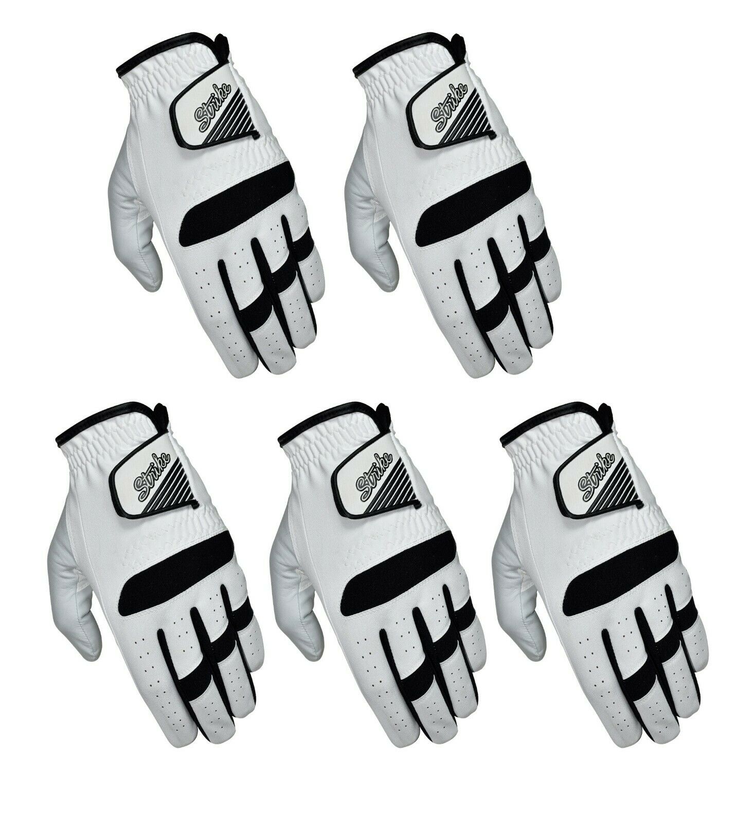 Sg Pack Of 5 Men All Weather Golf Gloves Cabretta Leather Palm Patch And Thumb