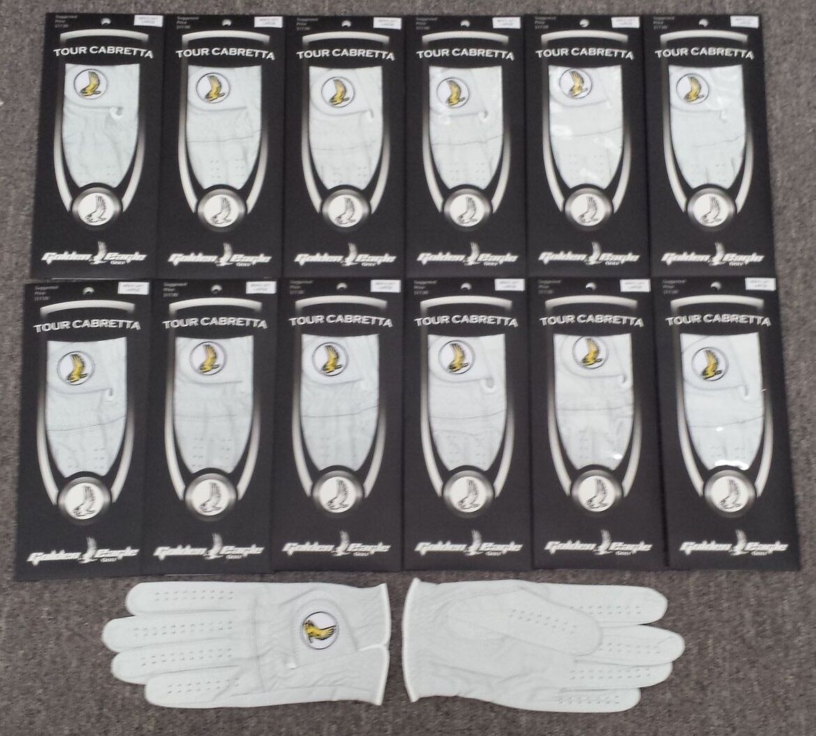 Golf Glove 12 Pack 1 Dozen Genuine 100% Cabretta Leather Golden Eagle Fast Ship